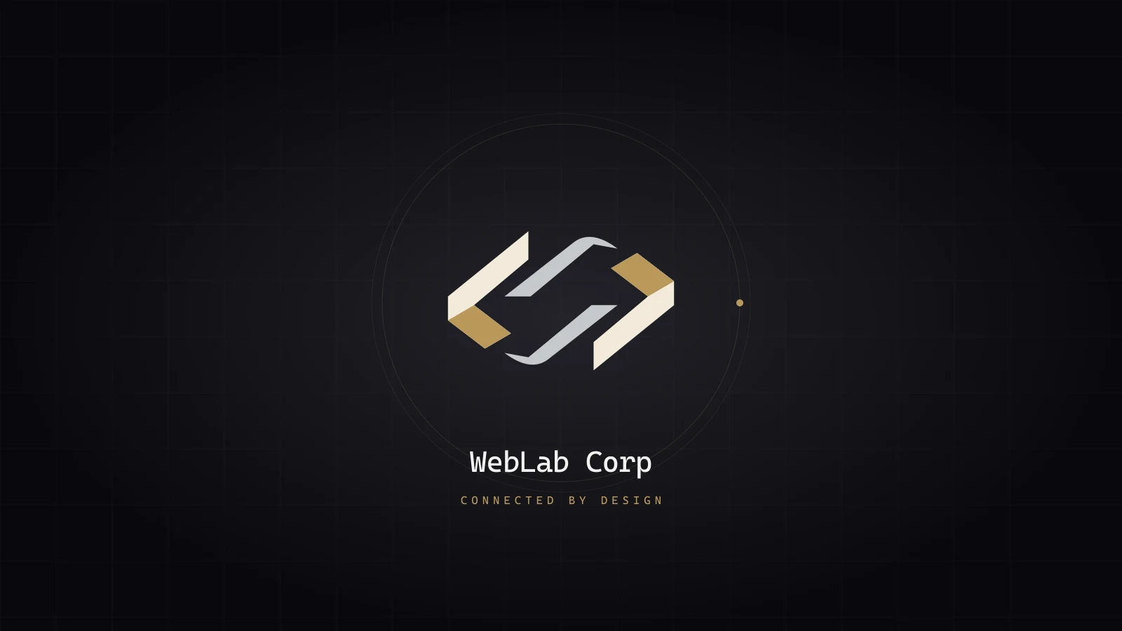 WebLab Corp ribbon logo and connected-by-design identity